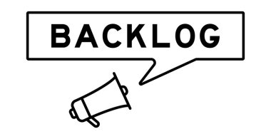 Beyaz arkaplanda birikmiş sözcükte konuşma baloncuğu olan megafon simgesi