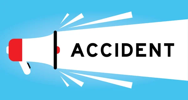 Ikon Megfon Warna Dengan Kata Kecelakaan Dalam Banner Putih Pada - Stok Vektor