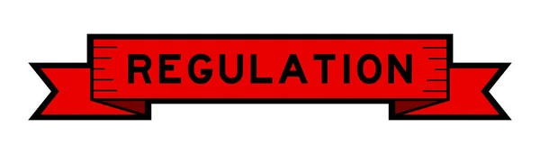 Vintage Red Color Ribbon Banner Word Regulation White Background — Stock Vector