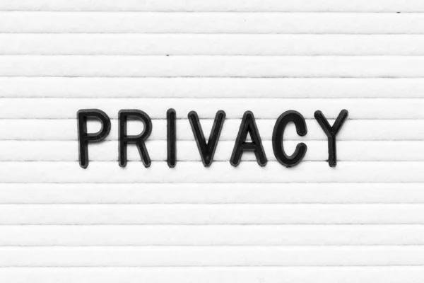 Czarna Litera Słowo Prywatności Białym Tle Filcu — Zdjęcie stockowe