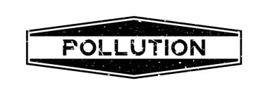 Beyaz arka planda Grunge siyah kirlilik kelimesi altıgen lastik mühür