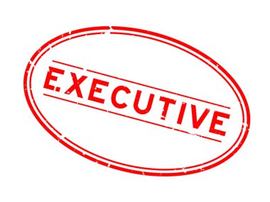 Grunge kırmızı yönetici kelimesi oval lastik mühür beyaz arka planda