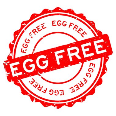 Grunge kırmızı yumurtası beyaz arka planda lastik mühür yuvarlak kelime