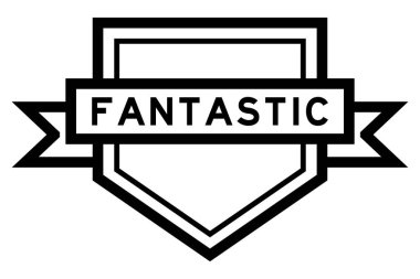 Beyaz arkaplanda fantastik sözcüklerle klasik siyah Pentagon etiket pankartı