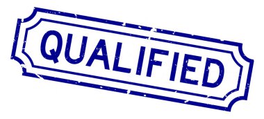 Grunge mavisi, beyaz arka planda kare kauçuk mühür.