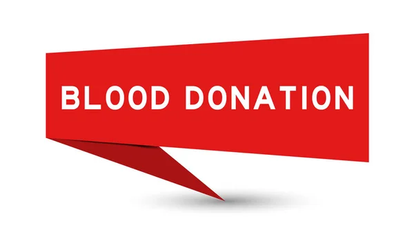 Banner Discurso Cor Vermelha Com Doação Sangue Palavra Fundo Branco — Vetor de Stock