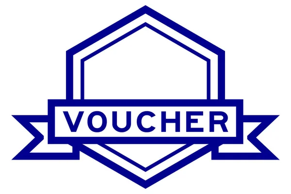 Vintage Sechseck Etikettenbanner Mit Word Gutschein Blauer Farbe Auf Weißem — Stockvektor