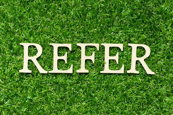 Wood Letter Word Refer Green Grass Background — Stock Photo, Image