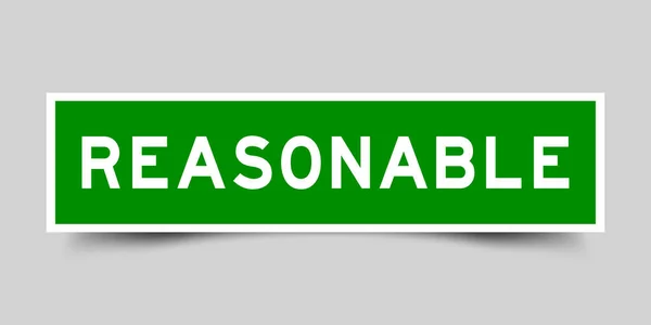 Banner Etiqueta Cuadrada Con Palabra Razonable Color Verde Sobre Fondo — Vector de stock