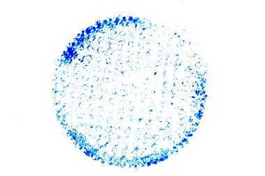 Yuvarlak şekilli mavi mürekkep. Pul ya da çerçeve olarak desenlendirilmiş.