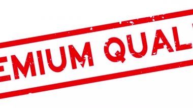 Grunge kırmızı premium kalite kelime kare kauçuk mühür beyaz arkaplanda yakınlaştır