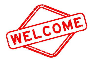 Grunge kırmızı sözcüğü beyaz arka planda kauçuk kare mühür