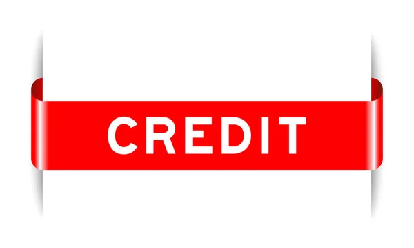 白い背景に単語クレジット付きの赤い色の挿入ラベルバナー — ストックベクタ