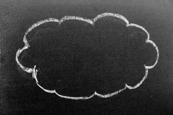 Λευκό Χρώμα Κιμωλία Χέρι Σχέδιο Σχήμα Σύννεφο Μαύρο Φόντο Του — Φωτογραφία Αρχείου