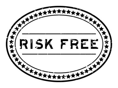 Grunge siyah risksiz kelime oval lastik mühür beyaz arka planda