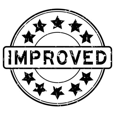 Beyaz arka planda yıldız simgesi yuvarlak lastik mühür damgalı Grunge siyah kelime