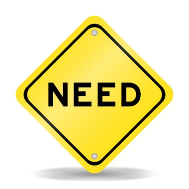 Beyaz arkaplanda kelime ihtiyacı olan sarı renk taşıma işareti