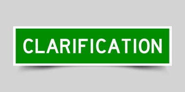 Kare etiket etiketi Gri arkaplanda yeşil renkli sözcük açıklamasıyla