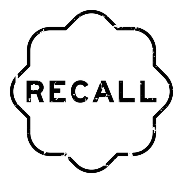 Grunge Black Recall Word Rubber Seal Stamp White Background — Stock Vector