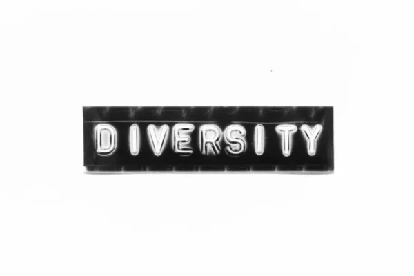 Embossed Letter Word Diversity Black Banner White Paper Background — Stock Photo, Image