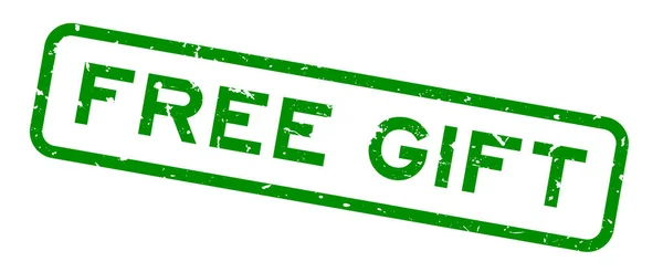 Зеленый Подарок Слово Квадратная Резиновая Печать Белом Фоне — стоковый вектор