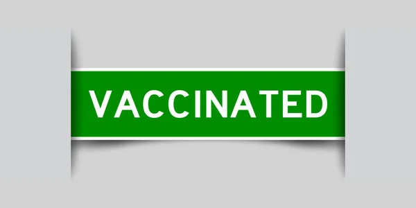 Autocollant Étiquette Couleur Verte Inséré Avec Vaccination Par Mot Sur — Image vectorielle