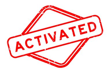 Grunge kırmızı kelime etkinleştirilmiş beyaz arka planda lastik mühür