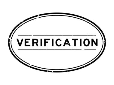 Grunge siyah doğrulama sözcüğü oval lastik mühür beyaz arka planda