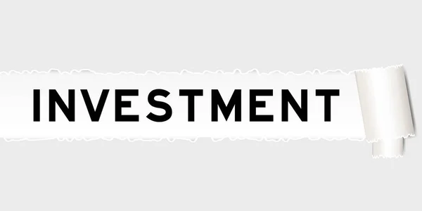 Fundo Papel Cinzento Rasgado Que Tem Investimento Palavra Sob Parte — Vetor de Stock