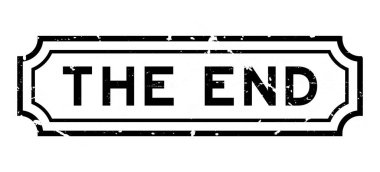 Grunge siyah bitiş sözcüğü beyaz arka planda kauçuk mühür