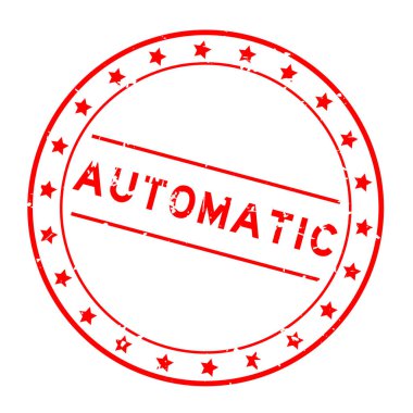 Grunge kırmızı kelime yuvarlak lastik mühür beyaz arka planda