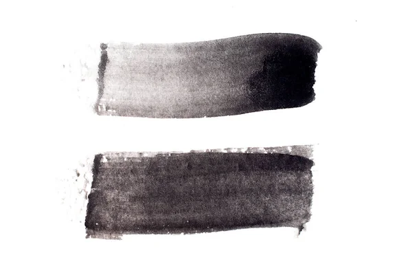 Schwarze Aquarell Handzeichnung Als Quadratischer Linienpinsel Auf Weißem Papierhintergrund — Stockfoto