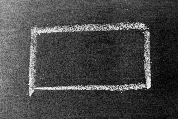 White Color Chalk Hand Drawing Square Rectangle Shape Blackboard Chalkboard — Stock Photo, Image