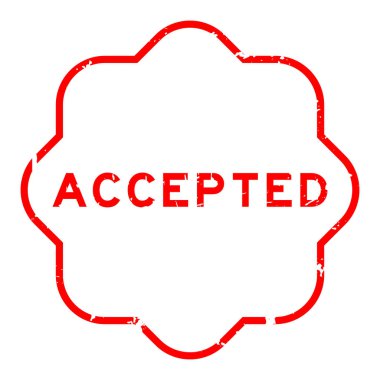 Grunge kırmızısı beyaz arka planda lastik mühür kelimesini kabul etti