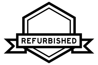 Beyaz arkaplanda yenilenmiş sözcükle birlikte klasik siyah renk altıgen etiket pankartı