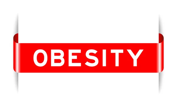 Cor Vermelha Inserida Rótulo Banner Com Palavra Obesidade Fundo Branco — Vetor de Stock
