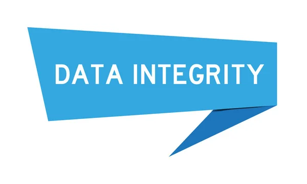 白い背景に単語データの完全性と青の色のスピーチバナー — ストックベクタ