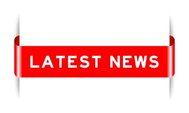 Beyaz arkaplanda son haberler içeren kırmızı renk etiketli pankart