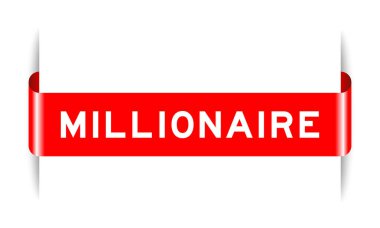Beyaz arkaplanda kelime milyoneri yazılı kırmızı etiketli pankart