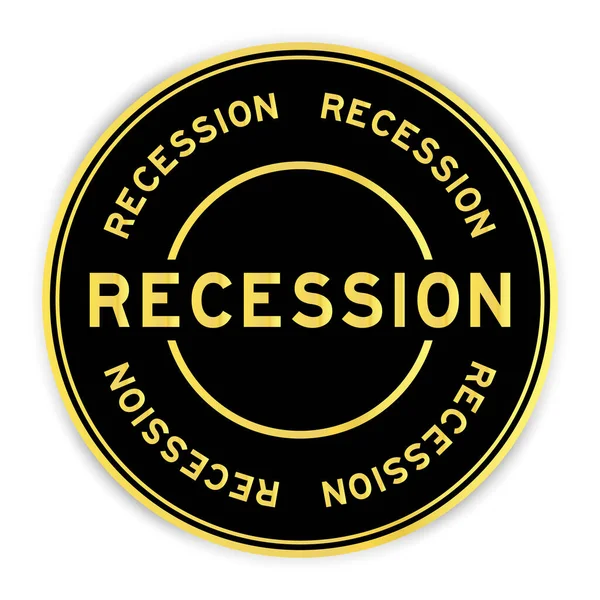 Black Gold Color Label Sticker Word Recession White Background — Stock Vector