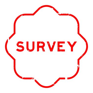 Grunge kırmızı anket kelime beyaz arka planda lastik mühür