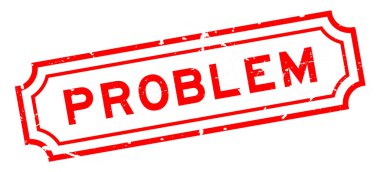 Grunge kırmızı problem kelime beyaz arka planda lastik mühür