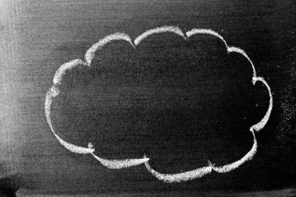 Λευκό Χρώμα Κιμωλία Χέρι Σχέδιο Σχήμα Σύννεφο Στον Πίνακα Chalkboard — Φωτογραφία Αρχείου