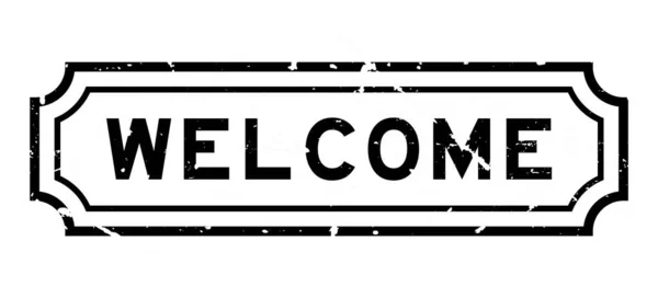 Grunge Black Welcome Word Rubber Seal Stamp White Background — Vetor de Stock