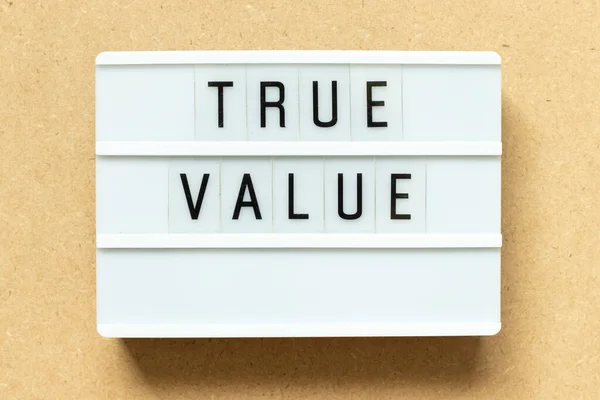 Lightbox Word True Value Wood Background — Foto Stock