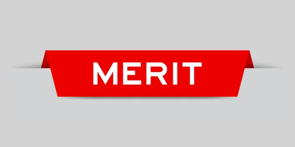 Red Color Inserted Label Word Merit Gray Background — Vetor de Stock