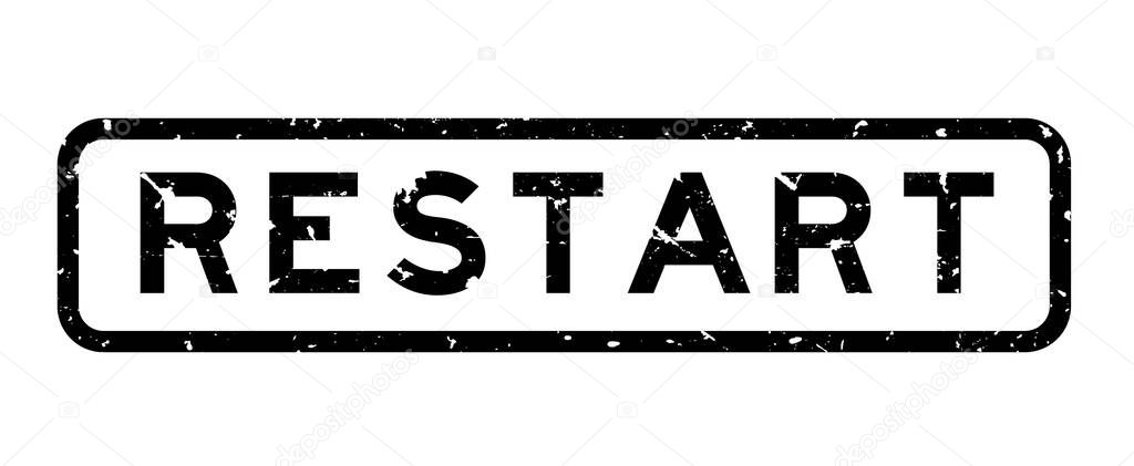 Grunge black restart word square rubber seal stamp on white background