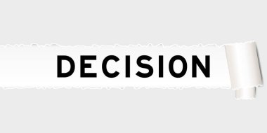 Yırtılmış gri kağıt arkaplanı yırtık bölümün altında sözcük kararı var