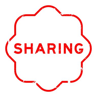 Grunge kırmızısı beyaz arkaplanda lastik mühür mührünü paylaşıyor.