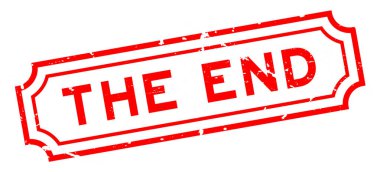 Grunge kırmızı bitiş sözcüğü beyaz arka planda lastik mühür damgası